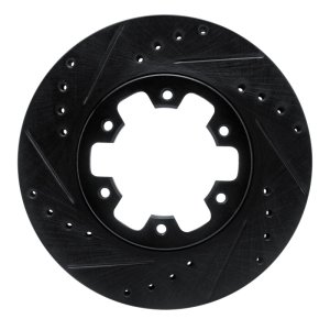 Nissan Pathfinder Brake Rotor (1) - Front Left - R1 Concepts - Drilled & Slotted - Black - `85-`02